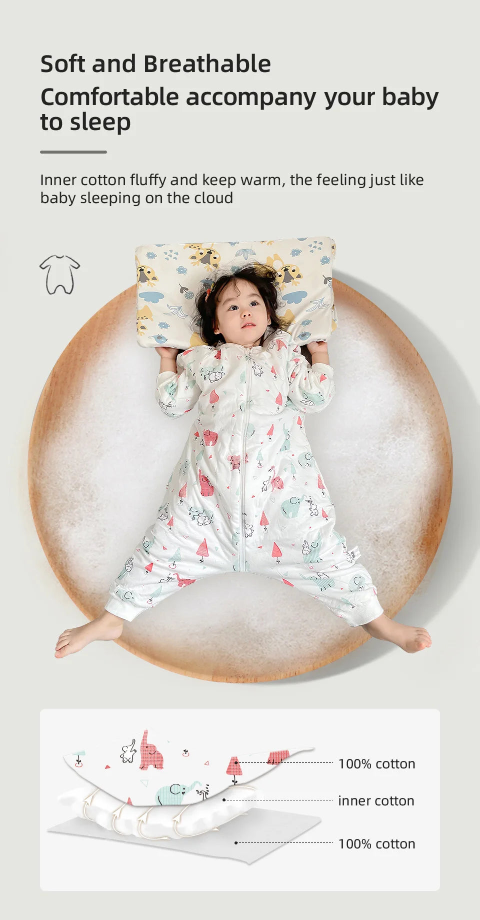 Baby Sleeping Bag Cute Girls Winter Warm Baby Sleepsack With Feet 1-4Years Kids Growth Blanket Sleepwear Children'S Sleeping Bag