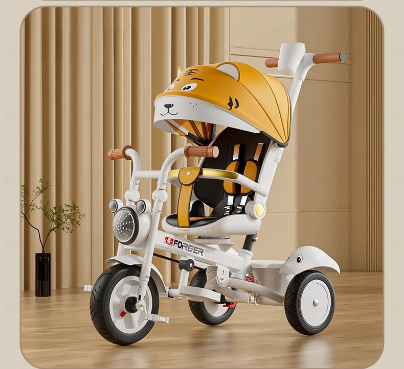 New Children's Tricycle,Reclining and Sitting Foldable Portable Stroller,1-6 Years Old Multifunctional Children's Bicycle