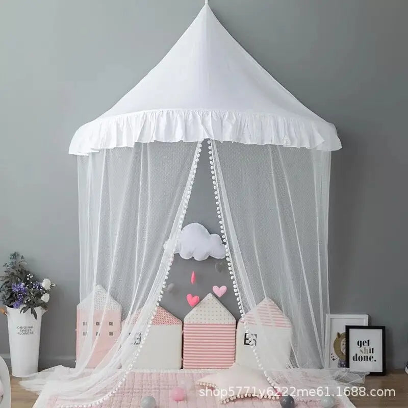 Children Play House Castle Kid Teepee Tents Cotton Foldable Tent Canopy Bed Curtain Baby Crib Netting Girls Boy Room Decoration