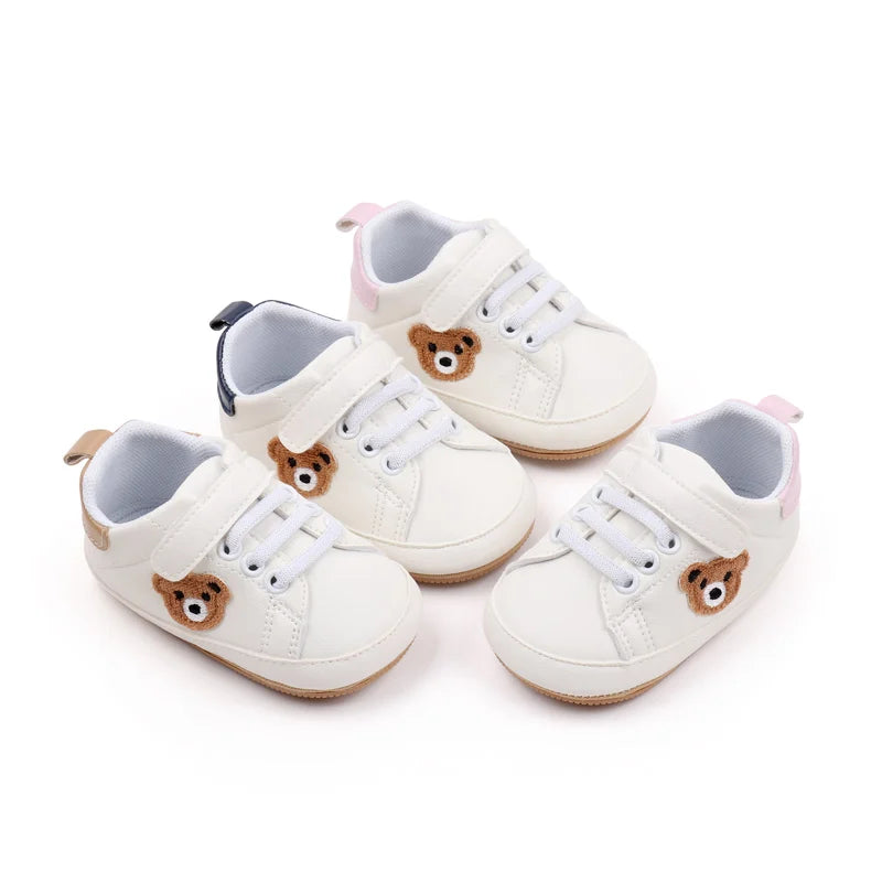 Baby Shoes Cute Bear Sneaker Spring and Autumn Style High Quality PU and TPR Sole Anti-slip 0-9-18 Month Toddler Walking BMB3134