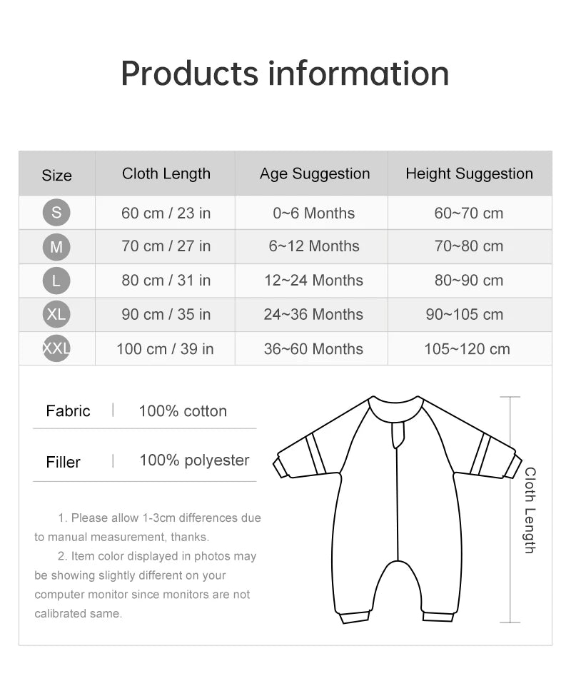 Sleeping Bag For Children 1-4 Years Neck Protection Warm Windproof 3 Zippers Design Removable Sleeves Baby Sleeping Bag 2.5Tog