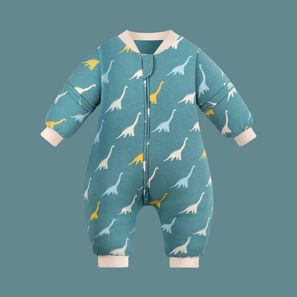 Sleeping Bag For Children 1-4 Years Neck Protection Warm Windproof 3 Zippers Design Removable Sleeves Baby Sleeping Bag 2.5Tog