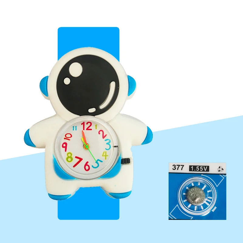 Baby Watch 3D Cartoon Kids Birthday Gift Old Girl Boy Children Study Time Toy Watch Clock Free Spare Battery