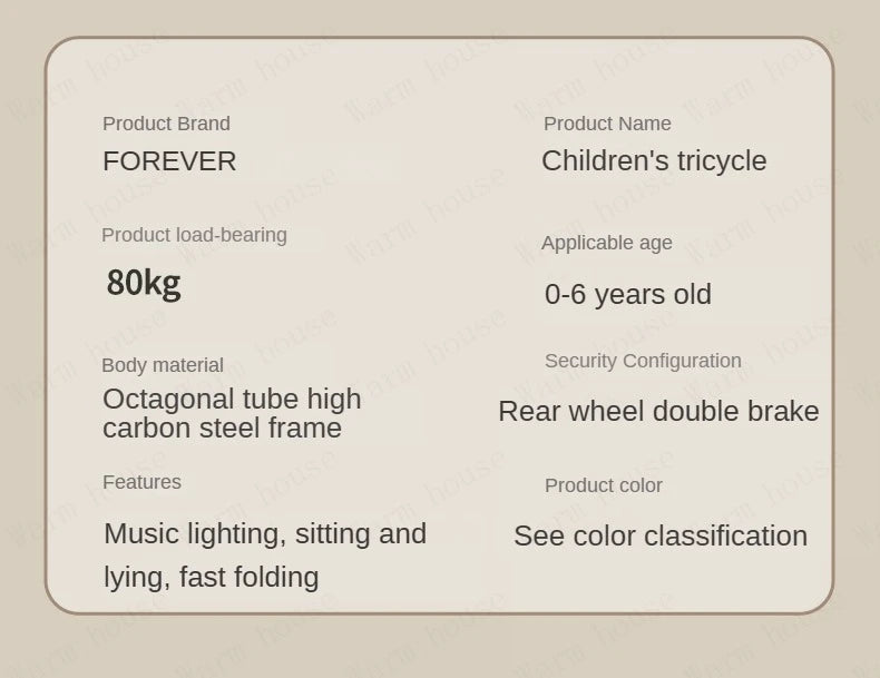 New Children's Tricycle,Reclining and Sitting Foldable Portable Stroller,1-6 Years Old Multifunctional Children's Bicycle
