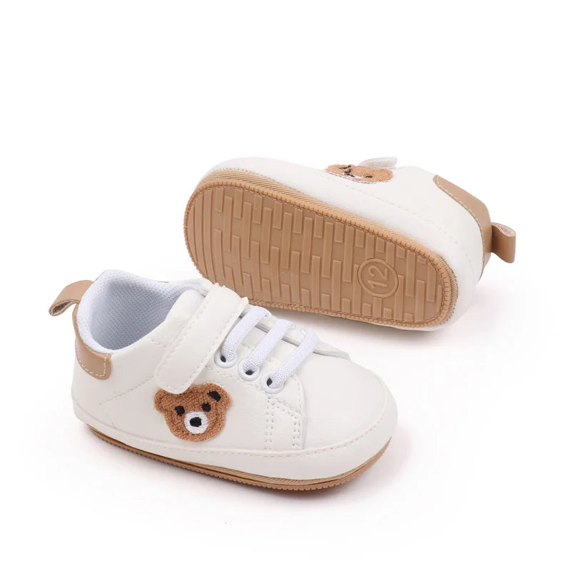 Baby Shoes Cute Bear Sneaker Spring and Autumn Style High Quality PU and TPR Sole Anti-slip 0-9-18 Month Toddler Walking BMB3134