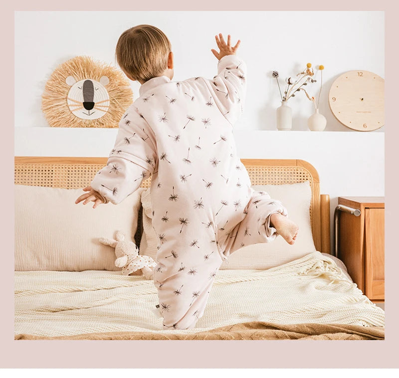 Sleeping Bag For Children 1-4 Years Neck Protection Warm Windproof 3 Zippers Design Removable Sleeves Baby Sleeping Bag 2.5Tog