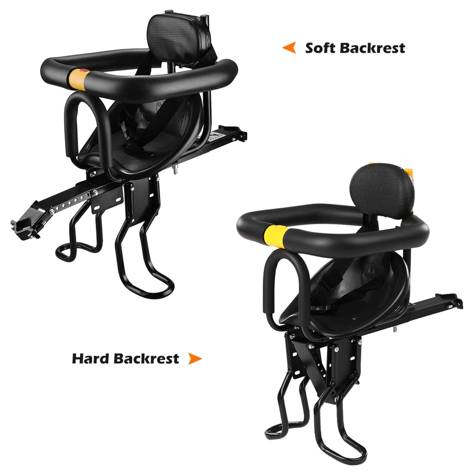Safety Child Bicycle Seat Bike Front Baby Seat Kids Saddle with Foot Pedals Support Back Rest for MTB Road Bike