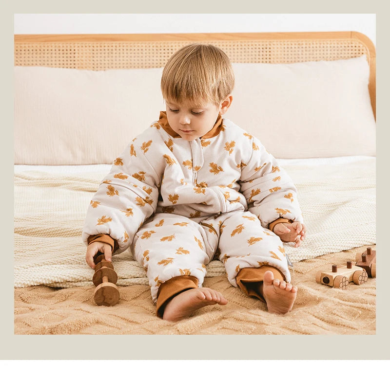 Sleeping Bag For Children 1-4 Years Neck Protection Warm Windproof 3 Zippers Design Removable Sleeves Baby Sleeping Bag 2.5Tog