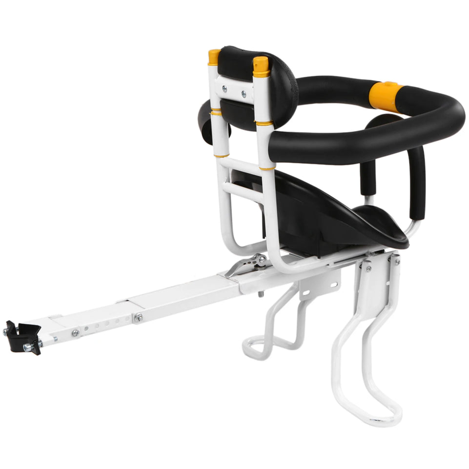 Safety Child Bicycle Seat Bike Front Baby Seat Kids Saddle with Foot Pedals Support Back Rest for MTB Road Bike