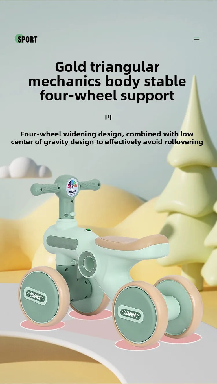Children's balance bike without pedals 1-3 years old baby child scooter baby toddler four-wheel yo-yo