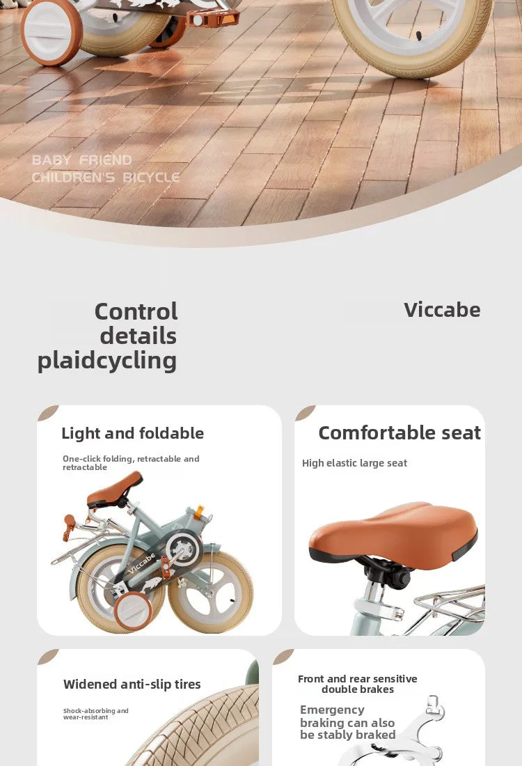 Children's Bicycle Folding Girl 3 6-7-10 Year Old Baby Middle Aged Older Boy's Bicycle Baby Pedal Stroller