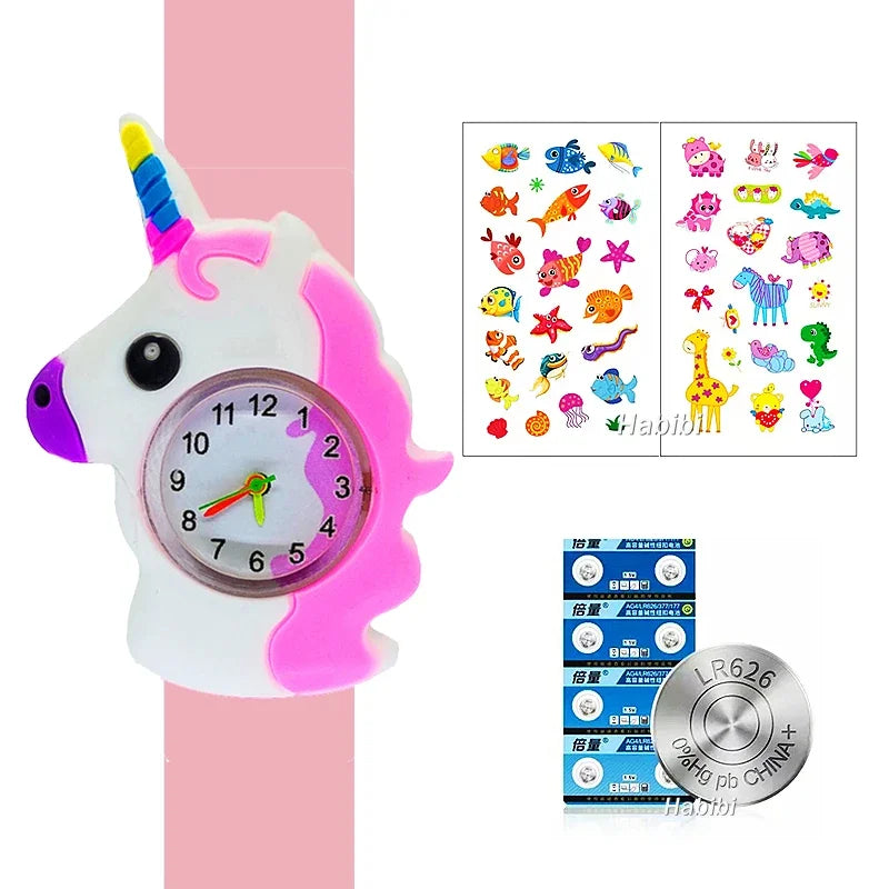 Cute Baby Watch Cartoon 3D Animals Boys Girls Kids Students Clock Birthday Party Christmas Gift Children Study Time Slap Watches