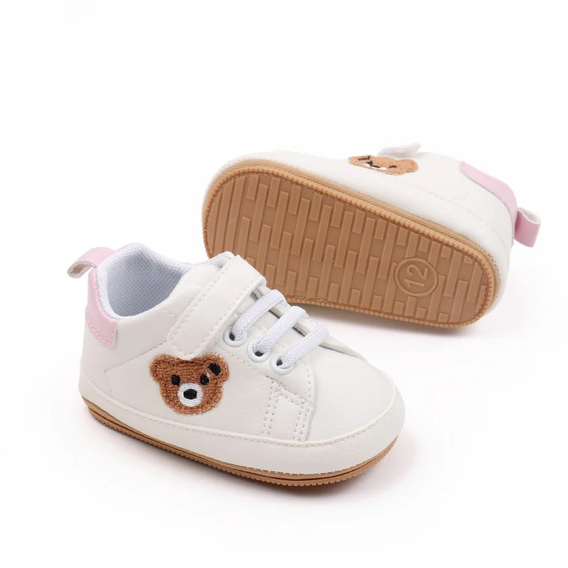Baby Shoes Cute Bear Sneaker Spring and Autumn Style High Quality PU and TPR Sole Anti-slip 0-9-18 Month Toddler Walking BMB3134
