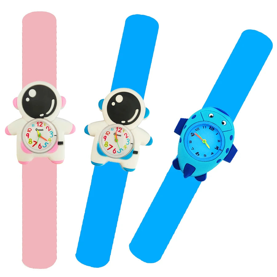 Baby Watch 3D Cartoon Kids Birthday Gift Old Girl Boy Children Study Time Toy Watch Clock Free Spare Battery