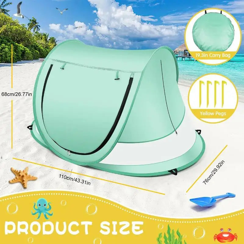 beach Baby Shade Tent UV Resistant Toddler Dome Foldable Baby Pop Up Tent for Vacation Camping Pool Beach Travel Backyard