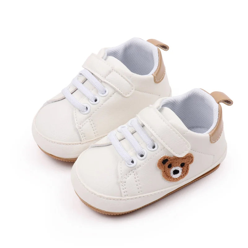 Baby Shoes Cute Bear Sneaker Spring and Autumn Style High Quality PU and TPR Sole Anti-slip 0-9-18 Month Toddler Walking BMB3134