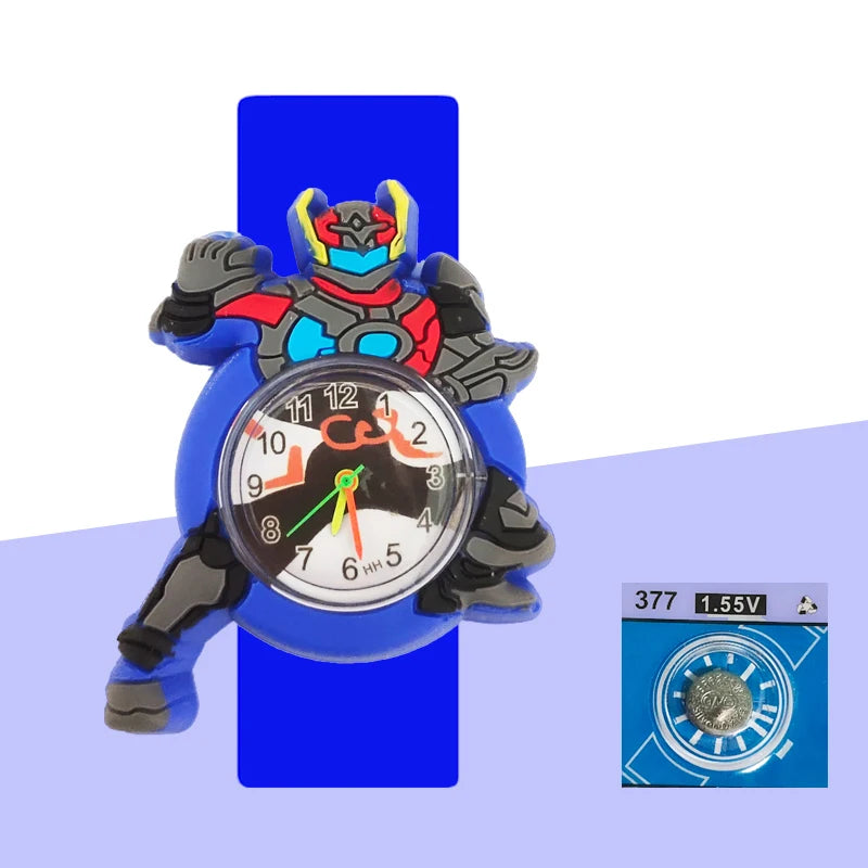Baby Watch 3D Cartoon Kids Birthday Gift Old Girl Boy Children Study Time Toy Watch Clock Free Spare Battery
