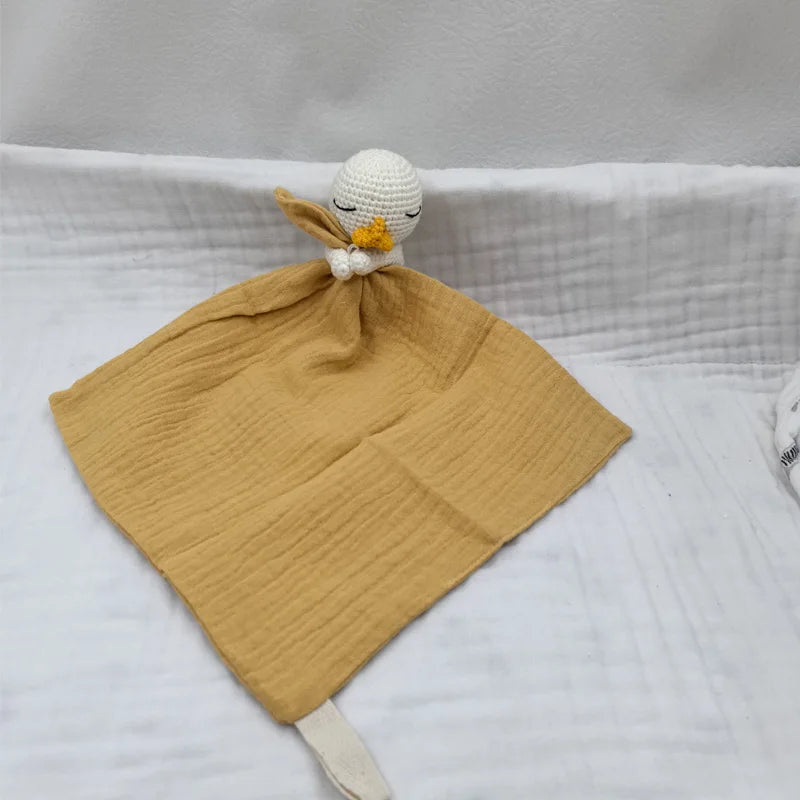 Baby Sleeping Toy Soother Towel Bib Animal Bear Cow Doll Infants Soft Comfort Bib Lovely Animal Baby Security Blanket with Noise