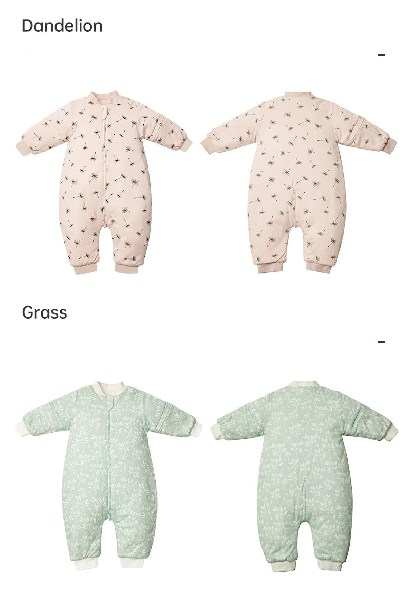 Sleeping Bag For Children 1-4 Years Neck Protection Warm Windproof 3 Zippers Design Removable Sleeves Baby Sleeping Bag 2.5Tog