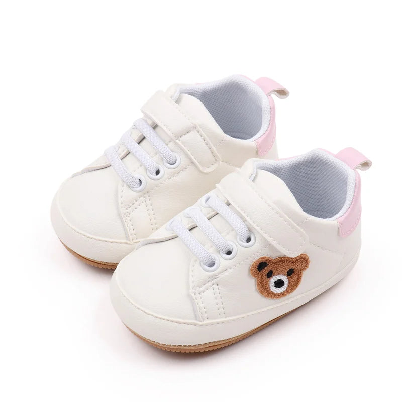 Baby Shoes Cute Bear Sneaker Spring and Autumn Style High Quality PU and TPR Sole Anti-slip 0-9-18 Month Toddler Walking BMB3134