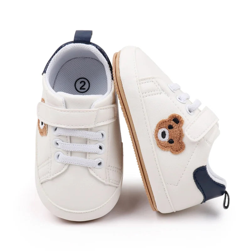 Baby Shoes Cute Bear Sneaker Spring and Autumn Style High Quality PU and TPR Sole Anti-slip 0-9-18 Month Toddler Walking BMB3134