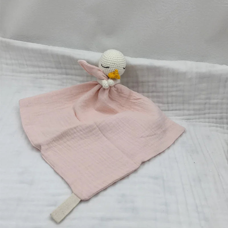Baby Sleeping Toy Soother Towel Bib Animal Bear Cow Doll Infants Soft Comfort Bib Lovely Animal Baby Security Blanket with Noise