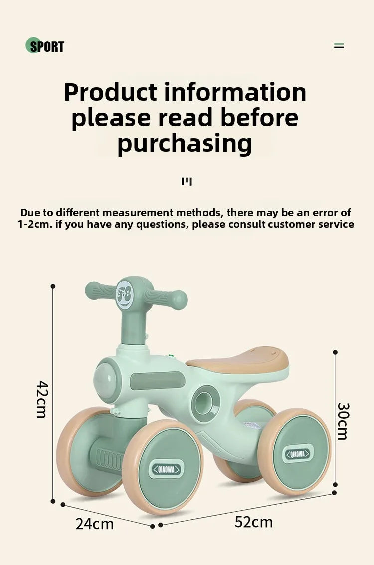 Children's balance bike without pedals 1-3 years old baby child scooter baby toddler four-wheel yo-yo