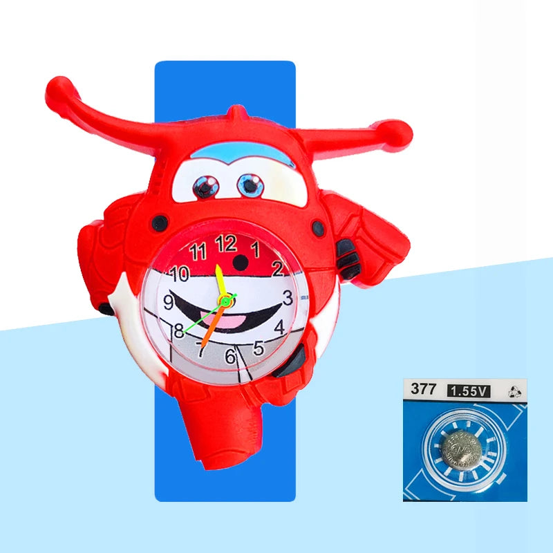 Baby Watch 3D Cartoon Kids Birthday Gift Old Girl Boy Children Study Time Toy Watch Clock Free Spare Battery