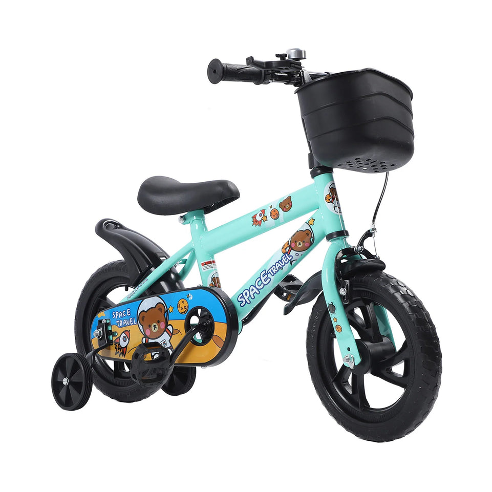 12inch Kids Bike Stable Riding High Carbon Steel Frame Baby Bicycle with Training Wheels for 2‑6 Years Old Children