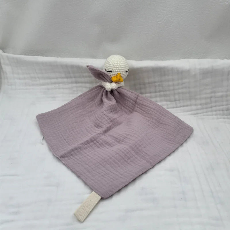 Baby Sleeping Toy Soother Towel Bib Animal Bear Cow Doll Infants Soft Comfort Bib Lovely Animal Baby Security Blanket with Noise