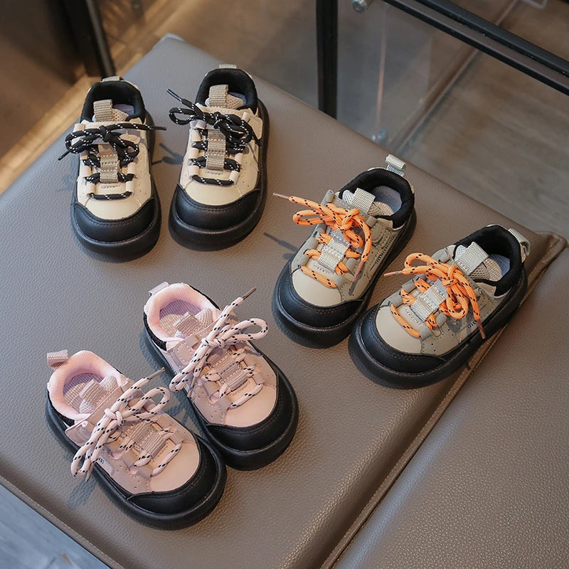 Baby Kids walking shoes 2025 Spring New girls' fashionable casual shoes  board shoes soft sole anti slip breathable sports shoes