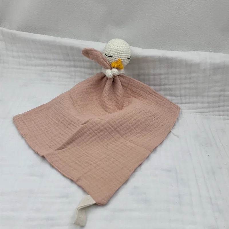 Baby Sleeping Toy Soother Towel Bib Animal Bear Cow Doll Infants Soft Comfort Bib Lovely Animal Baby Security Blanket with Noise