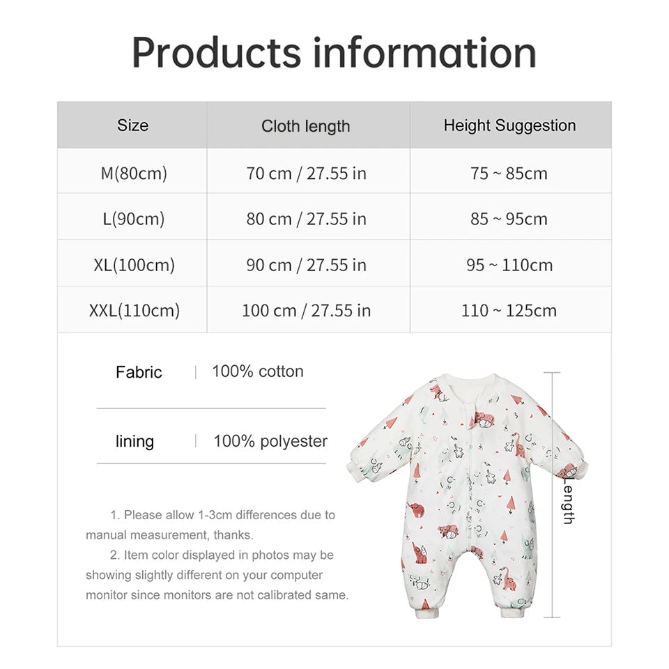 Baby Sleeping Bag Cute Girls Winter Warm Baby Sleepsack With Feet 1-4Years Kids Growth Blanket Sleepwear Children'S Sleeping Bag