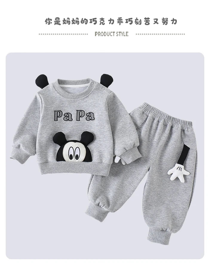 Baby Clothes for Boys and Girls, Autumn Crawling Clothes, Cute and Stylish Suits, Long-Sleeved Clothes for Going Out, Spring and Autumn Clothes, Two Pieces