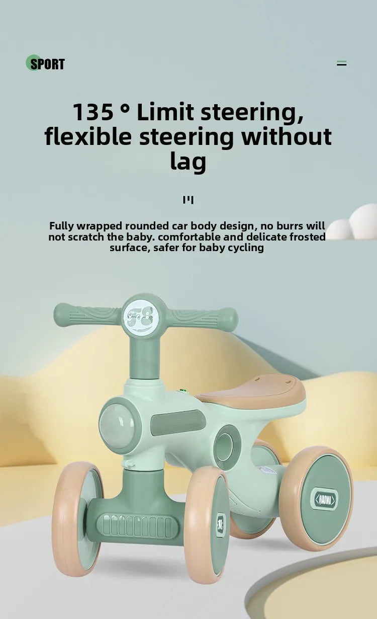Children's balance bike without pedals 1-3 years old baby child scooter baby toddler four-wheel yo-yo