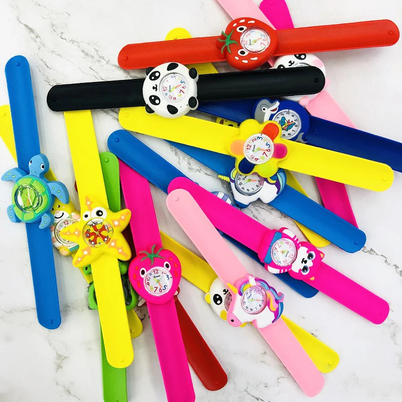 Baby Watch 3D Cartoon Kids Birthday Gift Old Girl Boy Children Study Time Toy Watch Clock Free Spare Battery