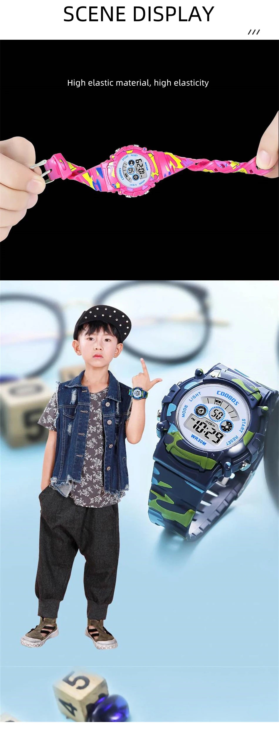 2023 New Boys Sports Military Kids Digital Watches Student Childrens Watch Fashion Luminous LED Alarm Camouflage Girls Clock