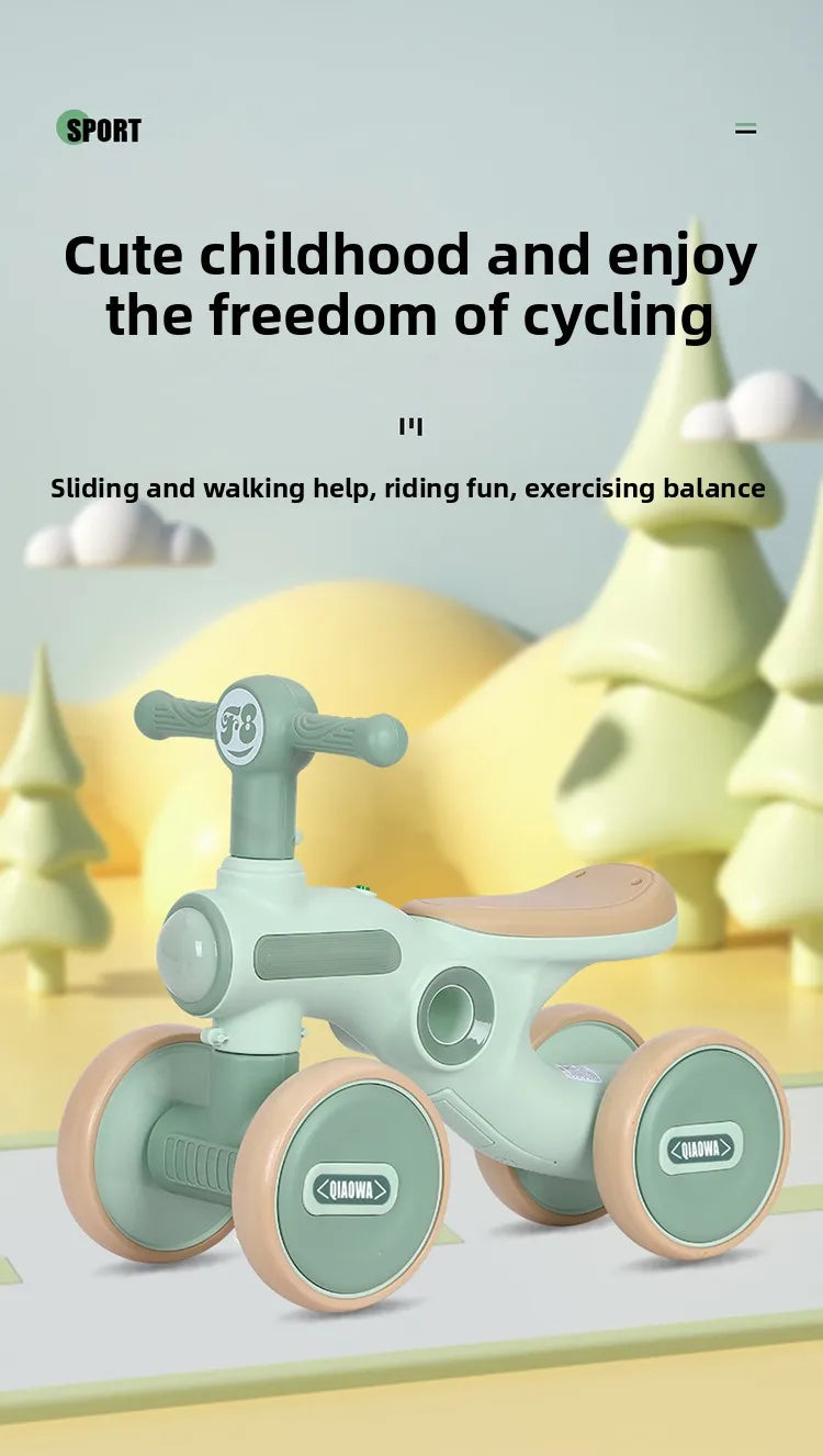 Children's balance bike without pedals 1-3 years old baby child scooter baby toddler four-wheel yo-yo