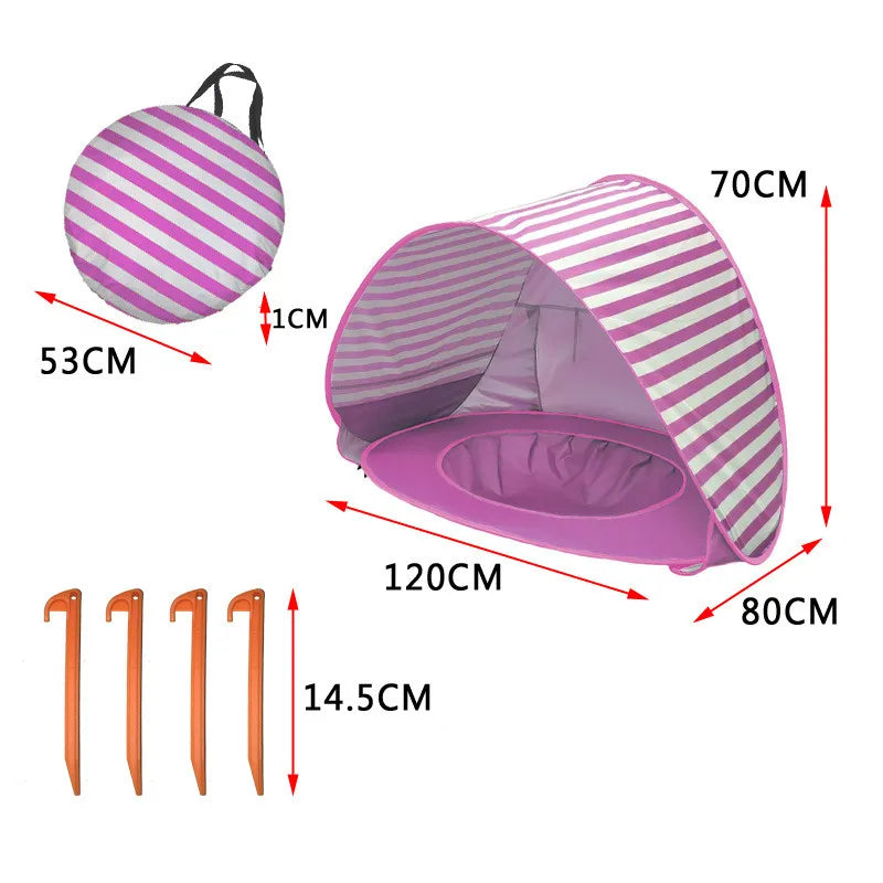Portable Outdoor Baby Beach Tent with Pop Up Pool UV Sun Shelter  for Infant Child Water Play Toys Indoor House Tent Toys