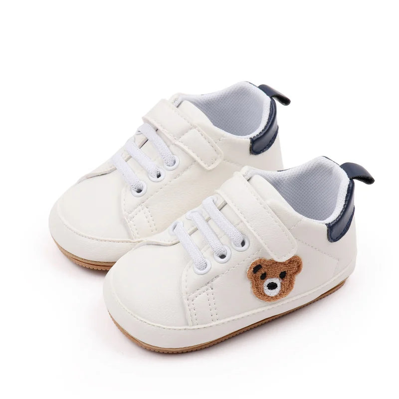 Baby Shoes Cute Bear Sneaker Spring and Autumn Style High Quality PU and TPR Sole Anti-slip 0-9-18 Month Toddler Walking BMB3134