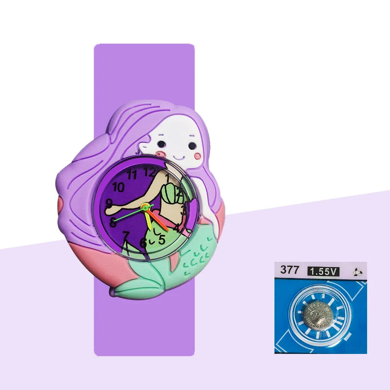 Baby Watch 3D Cartoon Kids Birthday Gift Old Girl Boy Children Study Time Toy Watch Clock Free Spare Battery