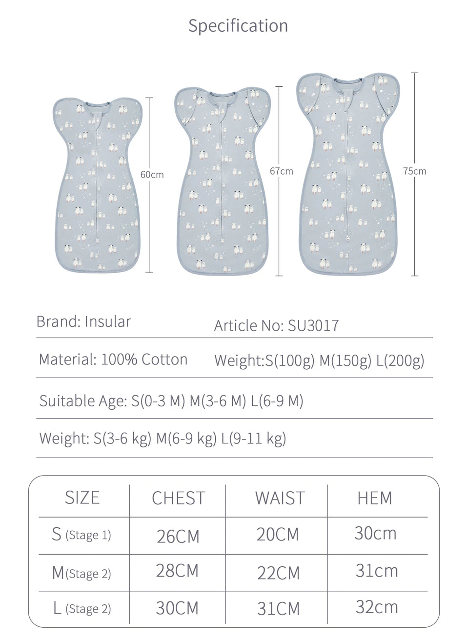 Newborn Baby Sleeping Bags Raised Hand Anti-shock Cotton Printed Sleepsacks Swaddle Blanket New Born Baby Items Baby Swaddle