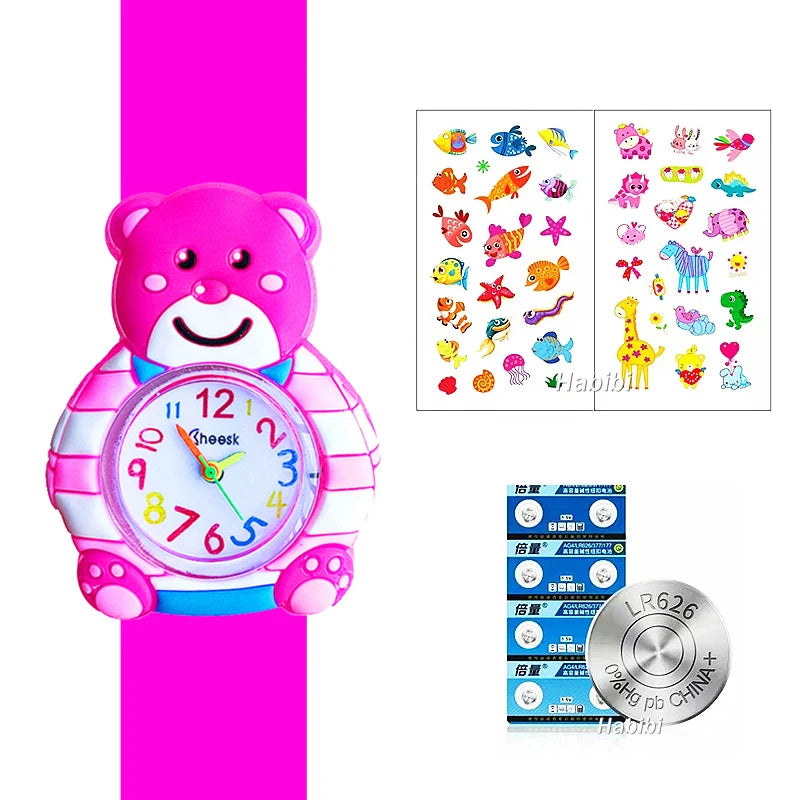Cute Baby Watch Cartoon 3D Animals Boys Girls Kids Students Clock Birthday Party Christmas Gift Children Study Time Slap Watches