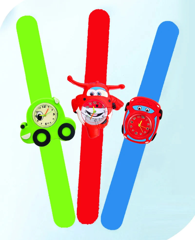 Baby Watch 3D Cartoon Kids Birthday Gift Old Girl Boy Children Study Time Toy Watch Clock Free Spare Battery