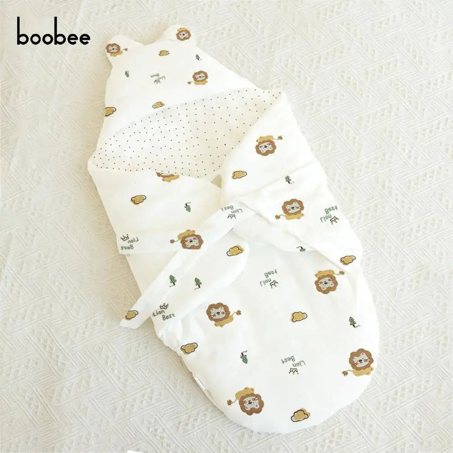 1Pc Baby Blanket, Newborn Sleeping Bag, Thickened for Autumn and Winter, Comfortable and Soft for Outings - Anti-Startle Swaddle Blanket Baby Supplies, Cartoon Print Pattern, Suitable for 0-12 Months, Perfect Baby Shower Gift