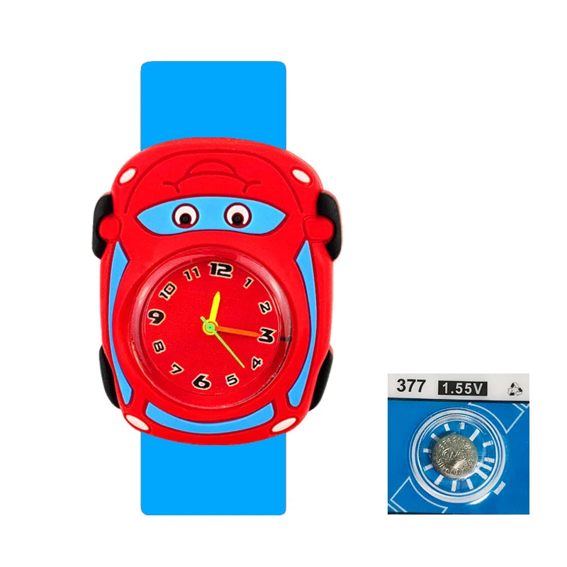 Baby Watch 3D Cartoon Kids Birthday Gift Old Girl Boy Children Study Time Toy Watch Clock Free Spare Battery