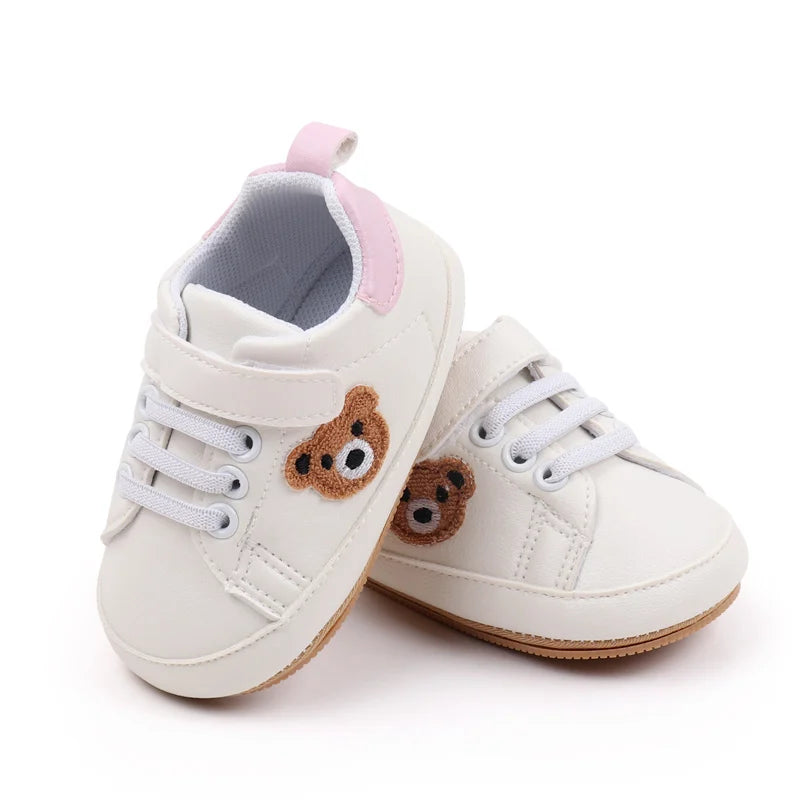 Baby Shoes Cute Bear Sneaker Spring and Autumn Style High Quality PU and TPR Sole Anti-slip 0-9-18 Month Toddler Walking BMB3134