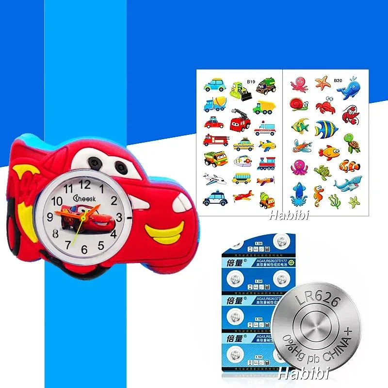 Baby Watch 3D Cartoon Kids Birthday Gift Old Girl Boy Children Study Time Toy Watch Clock Free Spare Battery