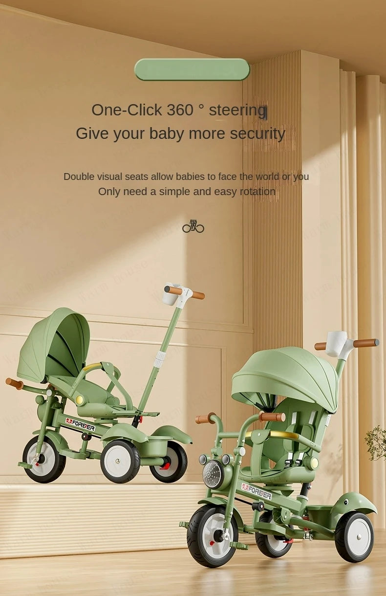 New Children's Tricycle,Reclining and Sitting Foldable Portable Stroller,1-6 Years Old Multifunctional Children's Bicycle