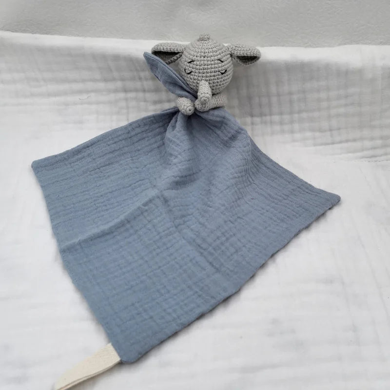 Baby Sleeping Toy Soother Towel Bib Animal Bear Cow Doll Infants Soft Comfort Bib Lovely Animal Baby Security Blanket with Noise